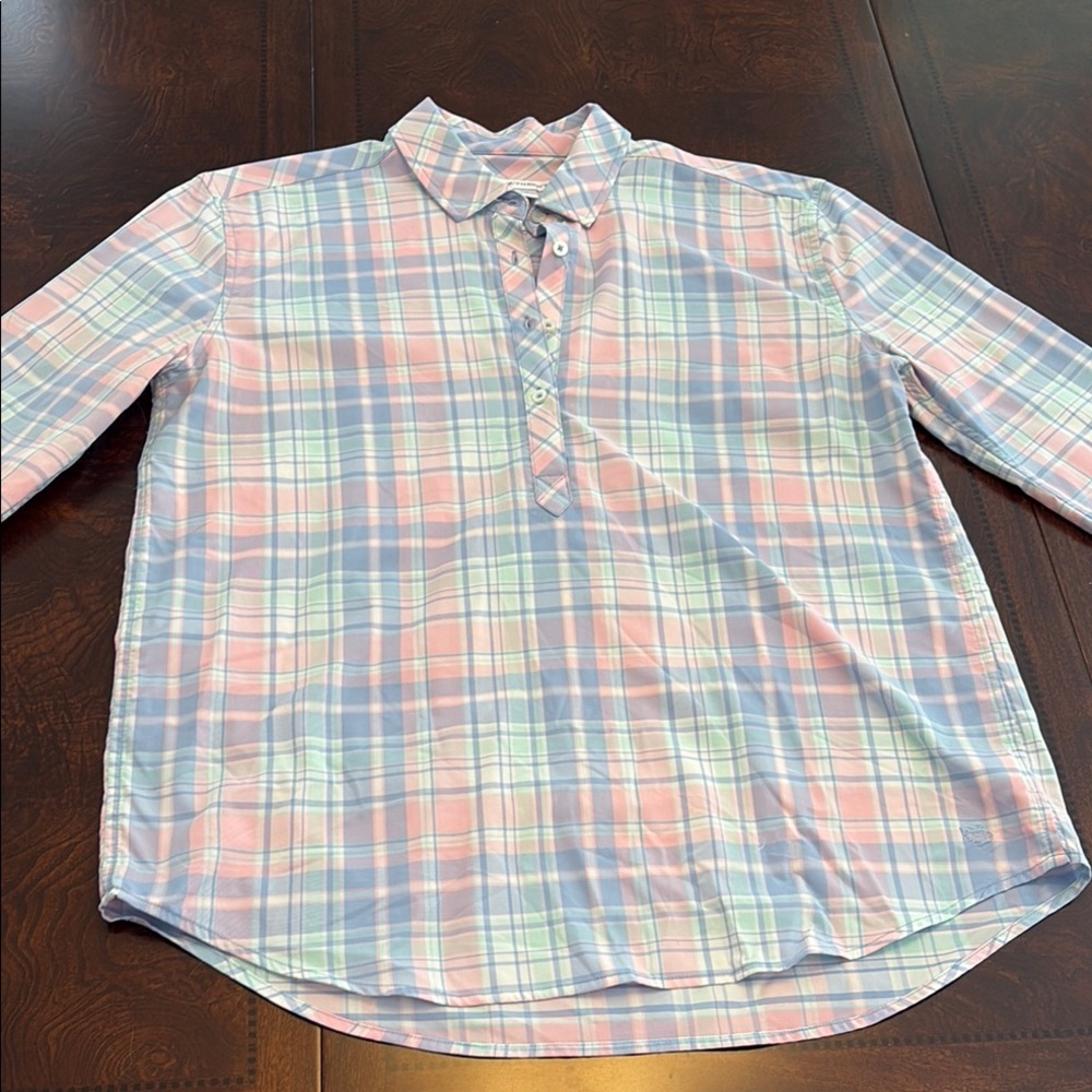 Southern Tide Pastel Plaid Button-Up Shirt size M